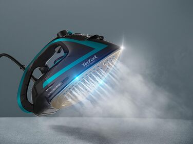 Tefal FV8066 Puregliss Steam Iron | 280 g/min Steam Boost | Vertical Steam | XL Water Filling Opening | Stable Rest | Anti-Scale System | Drip Stop | Auto Shut-Off | Black/Turquoise Black / Turquoise