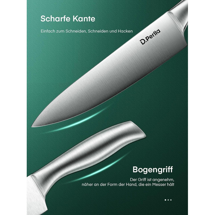 D.Perlla Professional 16-Piece Knife Set with Wooden Block - Extra Sharp & Ergonomic Stainless Steel Kitchen Knives