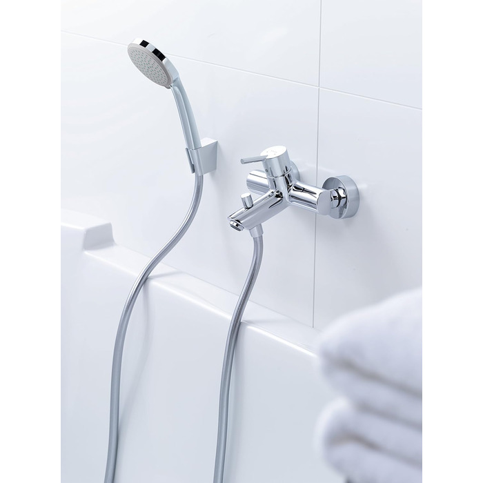 hansgrohe Croma 100 Showerhead incl. showerhead holder, 4 spray patterns, Chrome (3 spray patterns)