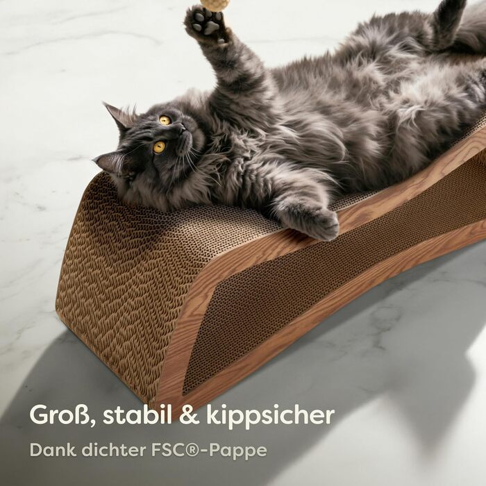 Кігтеточка для котів 3 в 1 XXL 75 см – міцна картонна поверхня для догляду за кігтями – до 2 років використання – економія місця – захист диванів та меблів (Mountain) (Білий) (Коричневий)