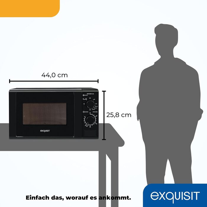 Мікрохвильова піч Exquisit MW 802G, 20л, 1000 Вт, гриль, таймер, чорна