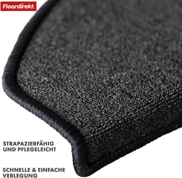 London Pro Stair Treads - Anthracite Grey - 15 Piece Set - 25x65 cm Non-Slip Stair Mats