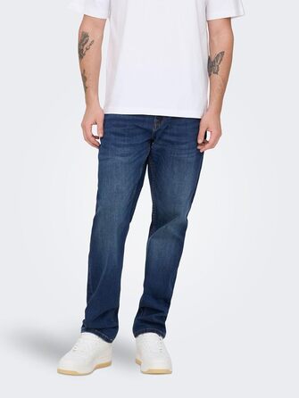 Джинси чоловічі Only Sons O&S Slim Fit Stone Washed Denim Stretch 33W/32L Середньо-сині