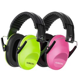 Навушники захисні дитячі Floriogra 2 шт. - капсульні для захисту слуху, складані, зелені та рожеві, 3-16 років