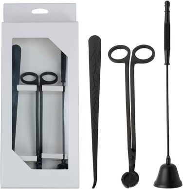 Tidelence Candle Snuffer, Wick Trimmer, Candle Accessory Set, Candle Wick Spoon with Gift Package, 3-in-1 Candle Tool Set, ideal for Scented Candle Lovers (Black)
