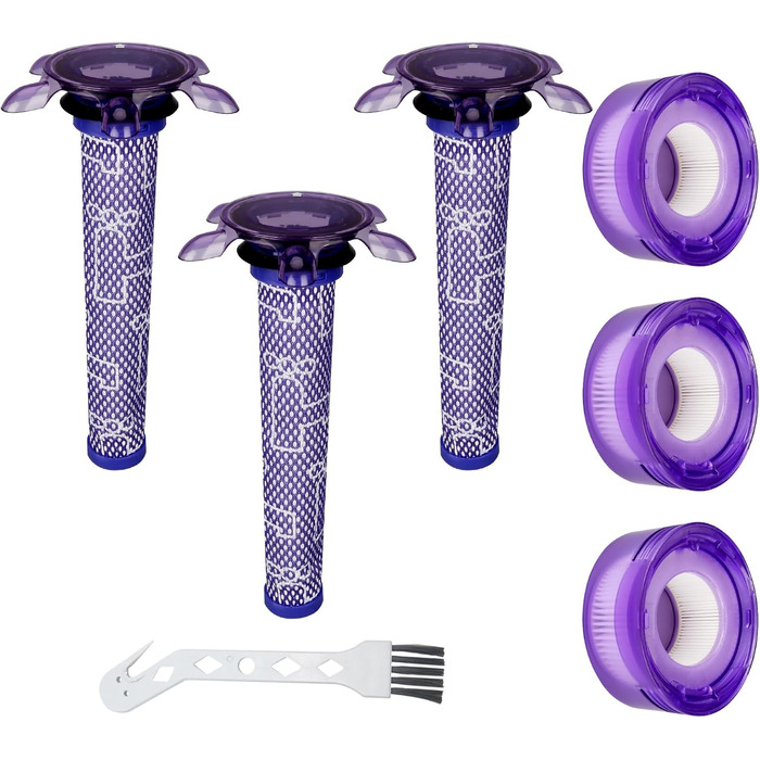 Фільтри для пилососа Dyson V7, V8, V8+ Wolfish (6 шт.) - 3 HEPA + 3 попередні, замінник 965661-01 & 967478-01