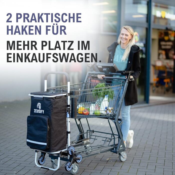 Складаний візок для покупок Hackenporsche з великим холодильним відсіком, 50 л, з колесами, водонепроникний, чорний