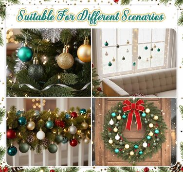 Набір прикрас для ялинки Agoer 100 шт. - кульки для ялинки з блискітками, пластикові, блакитні. Набір ялинкових прикрас для святкування Різдва та Нового року (зелені, золоті, білі, 3-4 см)