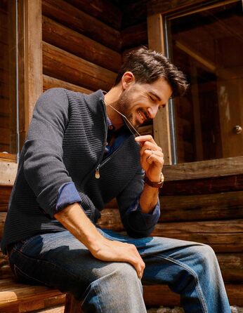 Кардиган чоловічий PJ PAUL JONES з блискавкою та стійким коміром, великий в'язання (M, антрацитний сірий)