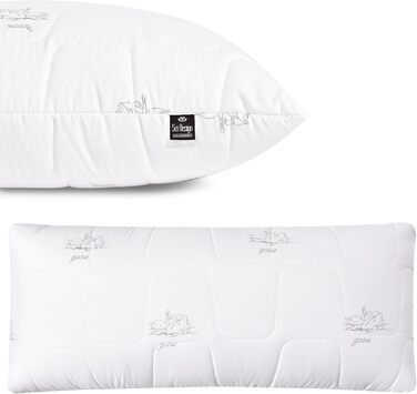 Подушка sei Design 40x80 см, дихаюча, мікрофібра 650 г, екстра м'яка, регульована жорсткість, на блискавці, ортопедична для сну, для бокового сну, стьобана Swan