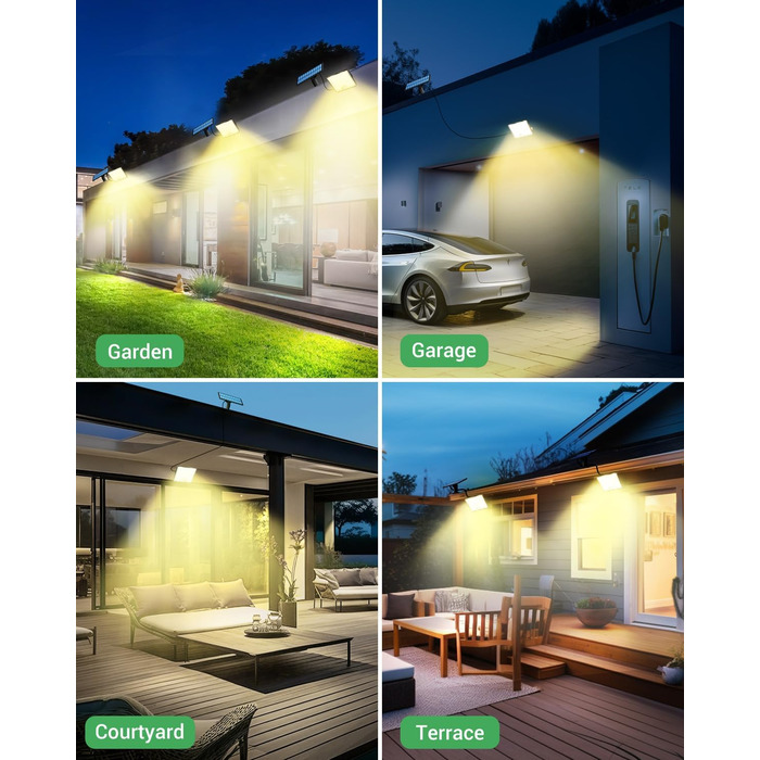 LOTMOS 2 Pack Solar Lights for Outdoor with Motion Sensor, 342 LED Outdoor Light Solar IP65 Waterproof Solar Spotlight 3 Modes with Remote Control, Solar Lamp Outdoor for Garden Garage Exterior (Warm White, 2 Pack)