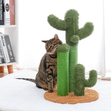 Kratzbaum Kaktus, creative cat tree design, 3 posts in 1 set, green - 42 * 68.5cm, AY405-HZ--66GN-B (M, Brown)