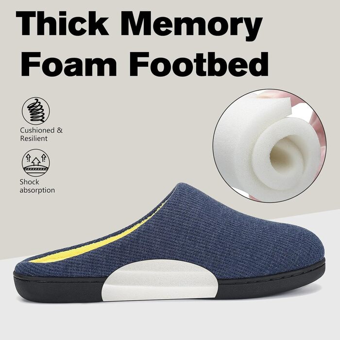Домашні тапочки Mishansha для чоловіків та жінок з піни з пам'яті, неслизькі, синього кольору, 44/45 EU