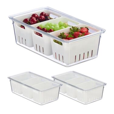 Relaxdays Refrigerator Organizer, 3-Piece Set