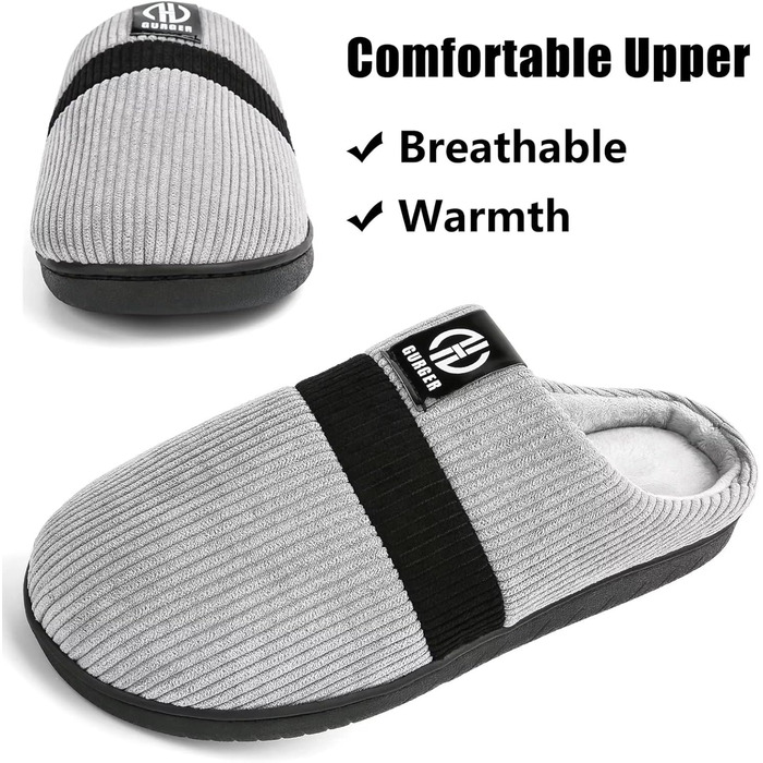Тапочки домашні чоловічі/жіночі зимові з плюшевою підкладкою, розмір 36-51 (46/47 EU, сірий колір C2)