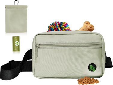 Сумка для собак з карабіном, сумка для дресирування цуценят з відділенням для ласощів та контейнером для відходів, зручна сумка для перенесення їжі та приналежностей для тварин з регульованим поясом (HoneyDew)