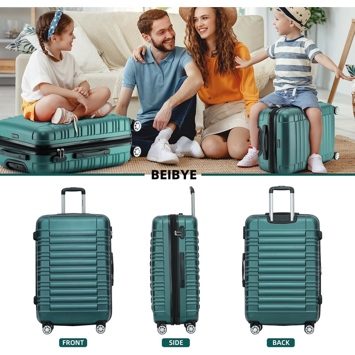 Чохол-валіза Beibye для подорожей, набір (Кофе, Набір) (Темно-зелений, Набір)