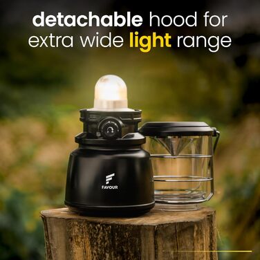 Favour LED Lantern Outdoor Lamp Bright 1300 Lumens | Camping Lamp, IP64 Waterproof, Shockproof | Camping Light with Stepless Dimming, Variable Color Temperature from Warm White to Cool White, Battery Powered