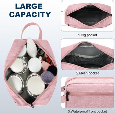 Чоловіча косметичка-органайзер для подорожей, велика жіноча косметичка, дорожня косметичка з подвійною блискавкою (#5 Рожевий)