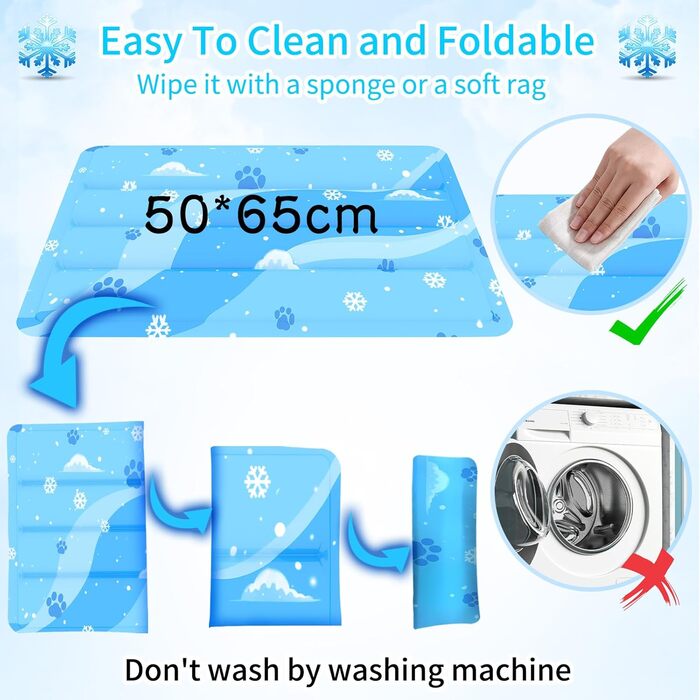 Охолоджуючий килимок для собак та котів з нетоксичним гелем, самоохолоджуючий, зносостійкий, синій, 50*90 см