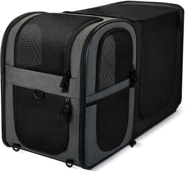 Рюкзак для собак та котів Apollo Walker - для маленьких тварин (2-15 кг), з підтримуючим каркасом, дихаючий, розширюваний, сірий