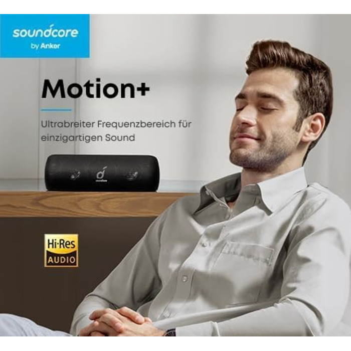 Soundcore Motion+ Портативна Bluetooth Колонка HiFi 30W, Глибокий Бас, IPX7, 12h, USB-C, App, Чорний