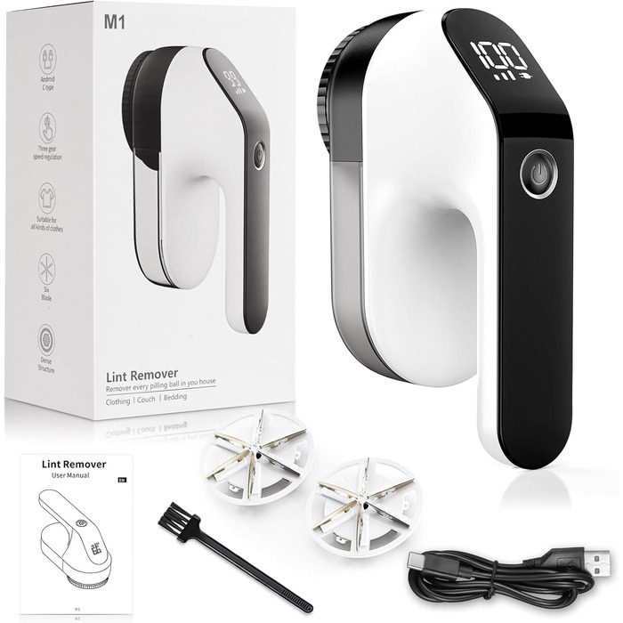 Машинка для видалення катишків NIWOHOM для одягу: 3 швидкості, 6-клинковий ніж, LED-дисплей, для всіх тканин