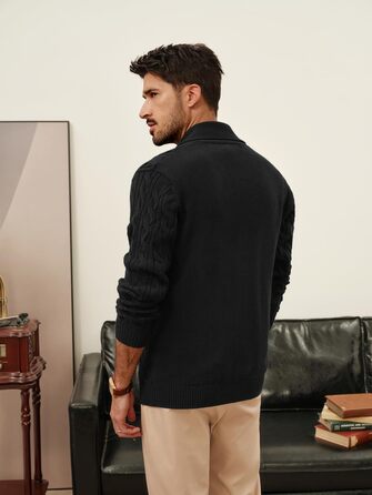 Кардиган чоловічий PJ PAUL JONES з коміром-шарфом, великий в'язання, чорний