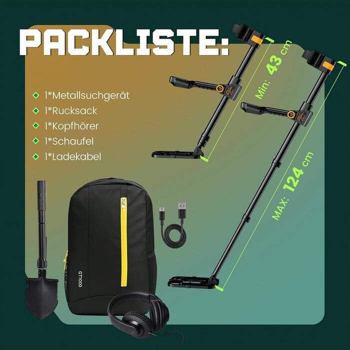 Металодетектор професійний для дорослих та дітей – вологостійкий, з LCD-дисплеєм та 10-дюймовою котушкою, бездротовий, складний, з акумулятором 2000mAh – високоточний металошукач (Оранжевий)