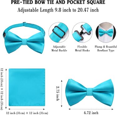 Метелик HISDERN для чоловіків однотонний, регульований, для вечірки, весілля (Турквіс)