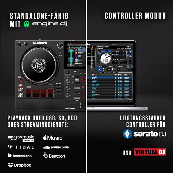DJ-контролер Numark Mixstream Pro+ з розділенням STEM, 2 деки, Wi-Fi, 7
