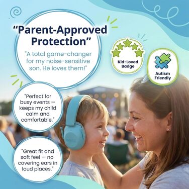 Дитячі захисні навушники ISOtunes Junior Defender для концертів, феєрверків та спортивних заходів, сині