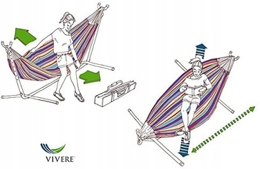 Гамак зі стійкою Vivere, багатоколірний, навантаження до 204 кг, 250 x 110 см