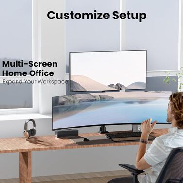 Кріплення для монітора 2 монітори один над одним, 24-57 дюймів, для плоских та вигнутих екранів, вантажопідйомність 2-27 кг, чорний