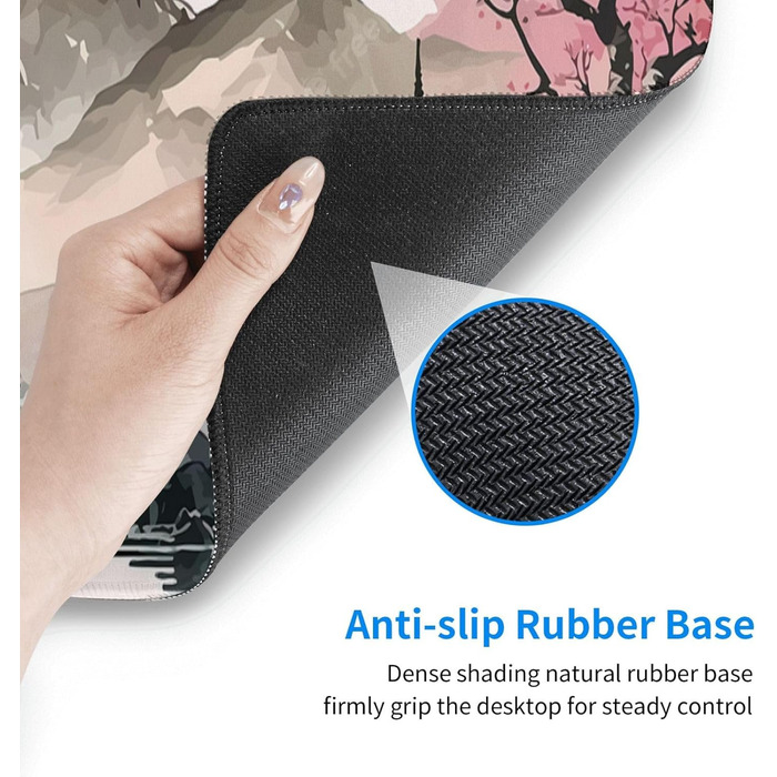 Килимок для миші для геймінгу, чорний, Kanagawa, великий, 80 x 30 см, з гумовою основою, водонепроникний, з прошитими краями, для геймінгу, офісу, дому (Чорна хвиля) (Рожевий)