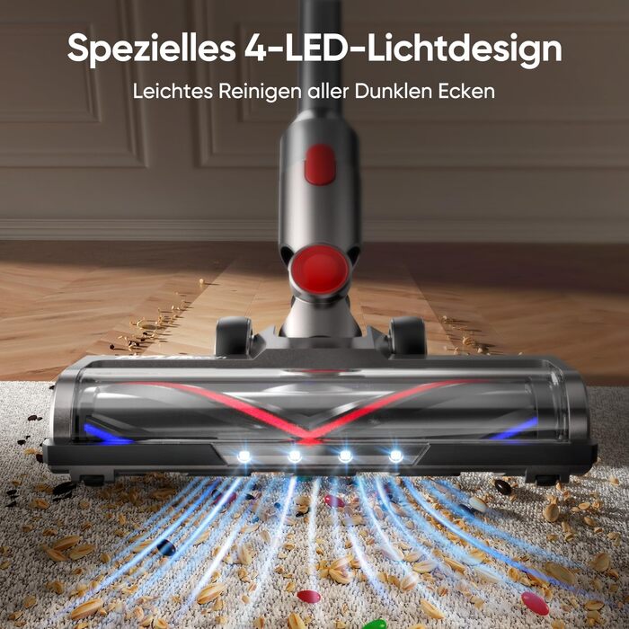 Насадка для пилососа Dyson V7, V8, V10, V11, V15 FLYLINKTECH з LED підсвіткою та змінними роликами (сіра)