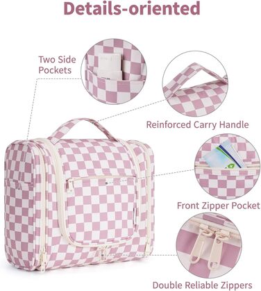 Сумка для косметики жіноча та чоловіча на блискавці, підвісна, водонепроникна (блакитний лист, сітка рожева)