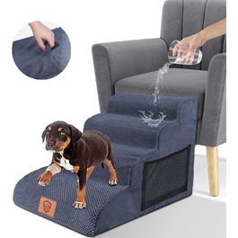 Pet Stairs, Dog Stairs 50cm High, 4-Step Pet Stairs, Removable Non-Slip Foam Dog Ramp, Dog Stairs for Small Dogs and Cats, Washable Cat Stairs (4-Step Pet Stairs, blue)