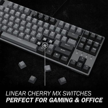 Механічна клавіатура DURGOD Taurus K320 TKL | 87 клавіш | USB-C | PBT кейкапи | Програмовані клавіші | NKRO | Windows & Mac (Space Grey, Cherry Clear)