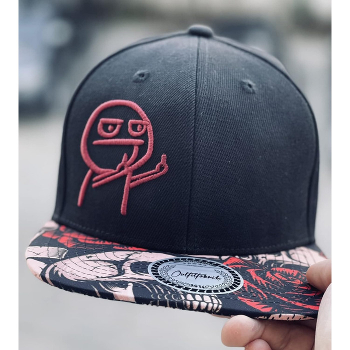 Кепка Snapback Outfitfabrik з квітковим черепом для чоловіків та жінок, чорна, регульована, One Size