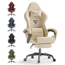 Геймерське крісло Ferghana Ergonomischer з підголівником та підтримкою спини - Преміум PC крісло для офісу та геймінгу, тканина, біле