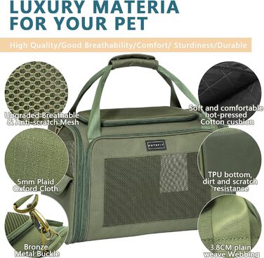 Транспортна переноска для котів та собак Petsfit, складна, 47L x 30B x 30H см, оливковий колір