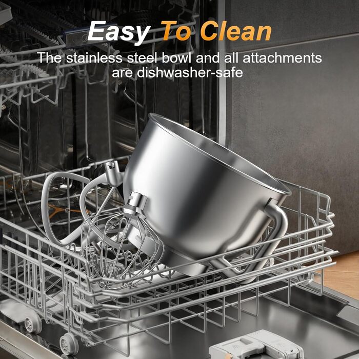 Кухонний комбайн-міксер 1300W з планетарним змішуванням, чаша 5.5л з нержавіючої сталі, 10 швидкостей, набір насадок та захист від бризок, Блакитний