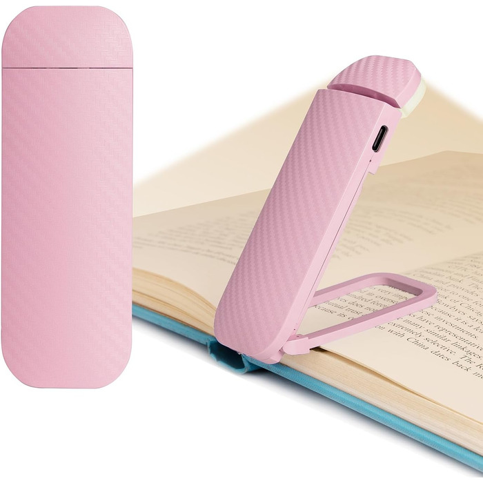 Кліпса-лампа для читання HEMONNKAM, рожева, акумуляторна, світло для читання в ліжку