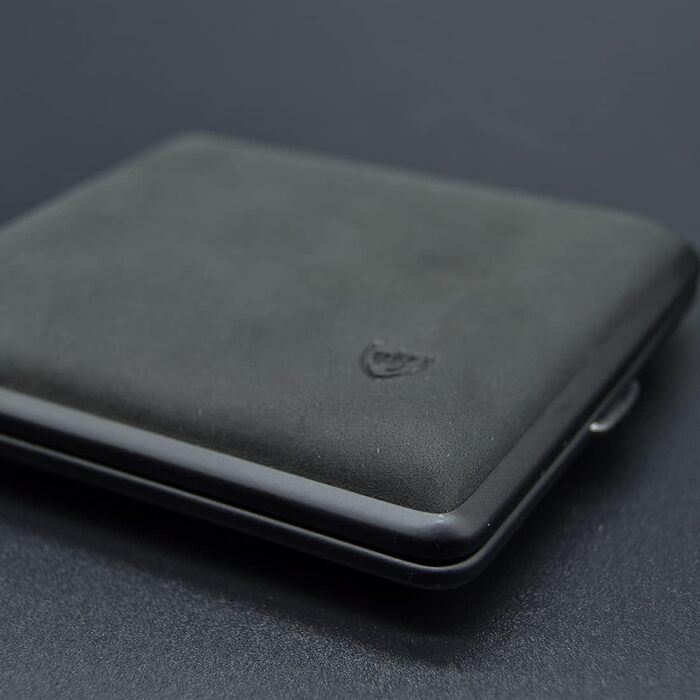V.H. 1912 VOM HOFE MANUFACTORY Cigarette Case Genuine Leather, Handmade in Germany, Black, 85mm - Case, Cigarette Box