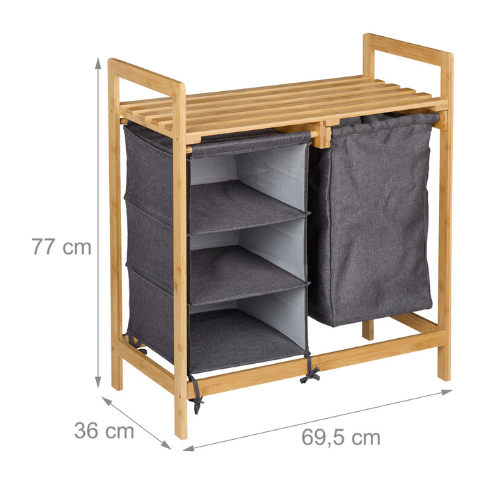 Relaxdays Laundry Basket Shelf with 3 Compartments