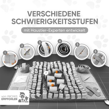 BOBBYS WORLD® Snuffle Mat [Test Winner] for Dogs & Cats + FREE E-Book - Interactive, Bite-Proof Dog Toy - Intelligence Toy for Promotion and Activity - Puzzle Toy | Grey