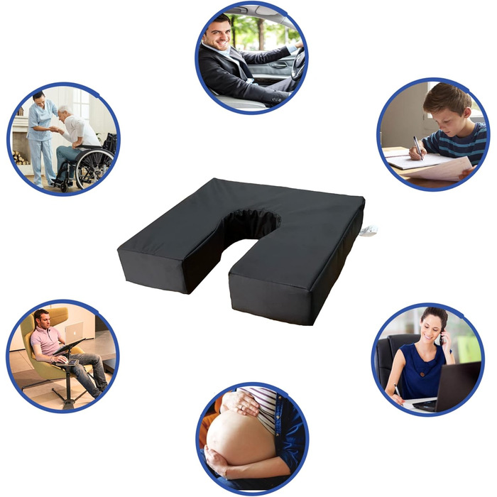 Gar Medical Visco-Druckentlastungskissen, Horseshoe Shape, Waterproof and Breathable, Visco Foam, Cushion for Hemorrhoids and Tailbone Pain, Unisex, Orthopedic Pillow