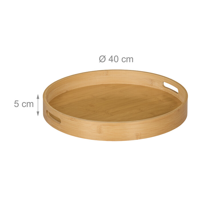 Relaxdays Round Bamboo Tray
