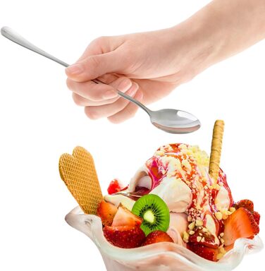 Набір ложок Com-Four® 12 шт. з нержавіючої сталі з довгим руків'ям (17/19.5 см) для коктейлів, чаю, кави, молочних коктейлів, матча, холодних напоїв та десертів